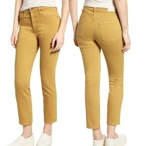 AG The Isabelle High Waist Straight Crop Gold Yellow Leg Jeans NWT